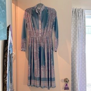 Paisley printed blue vintage dress